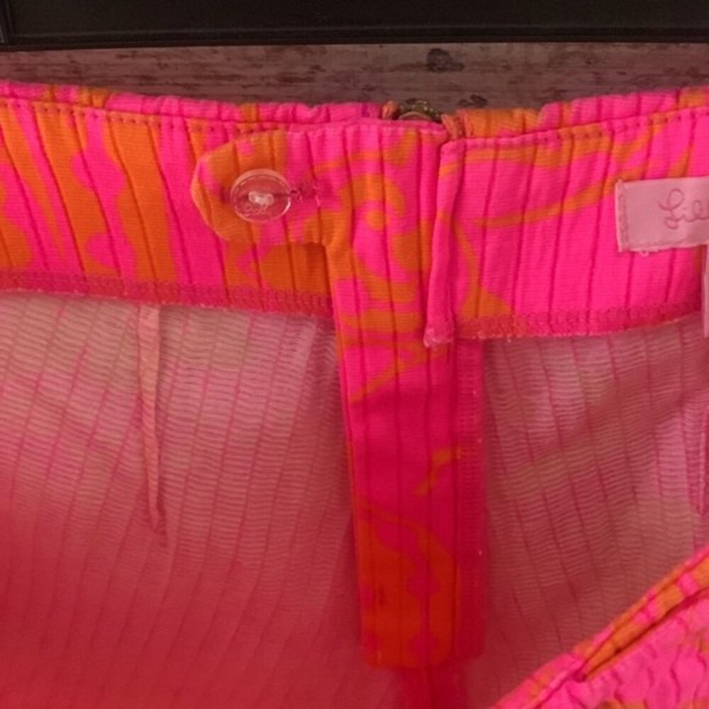 Lilly Pulitzer Pink and Orange Scalloped Ribbed Shorts Size 0 - Picture 7 of 9